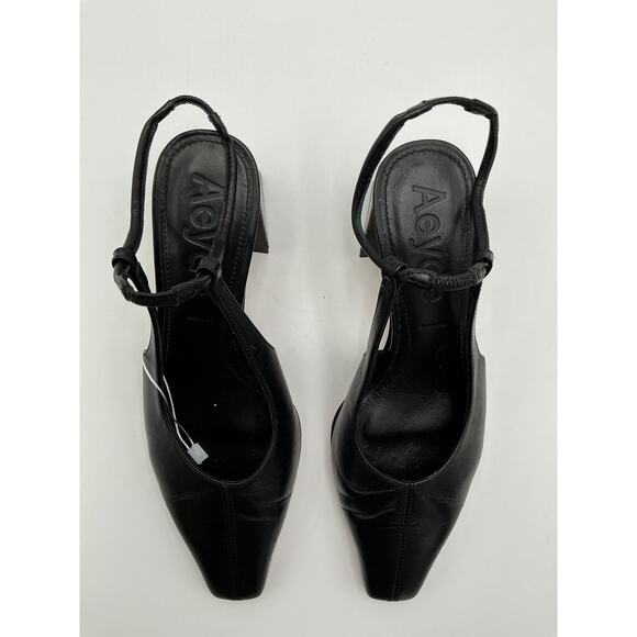 Aeyde 'Polly' Black Leather Slingback Pumps Size 5.5 - Picture 3 of 6